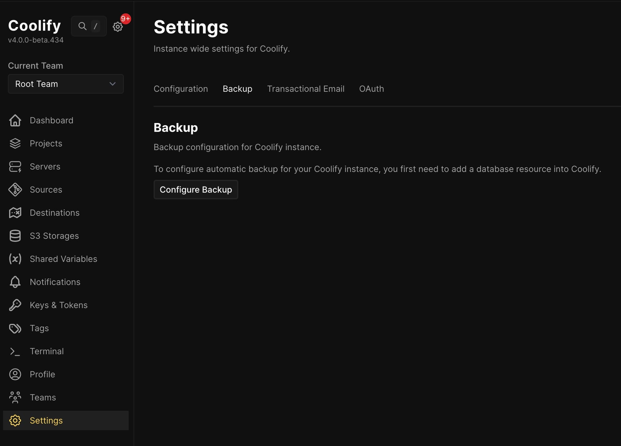 Sauvegarder son coolify