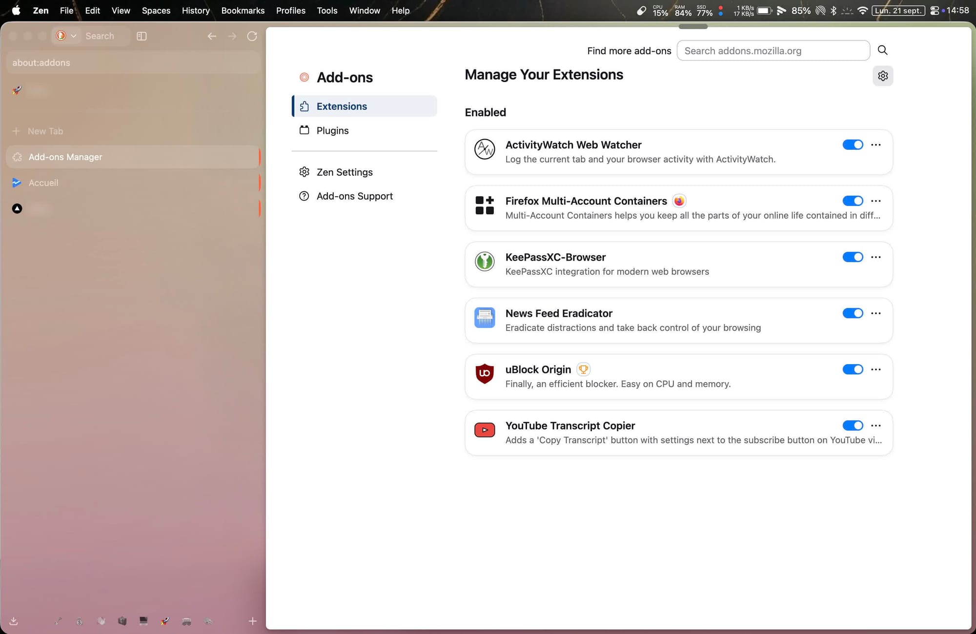 Sur un navigateur Gecko, uBlock Origin en version complète. Sur Chromium, seule la version Lite est disponible.